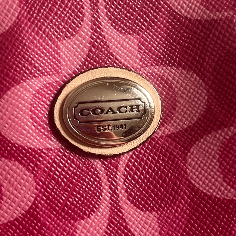 COACH PEYTON SIGNATURE TOTE SHOULDER BAG Large Pink Dream C print  BORDEAUX - Picture 9 of 11